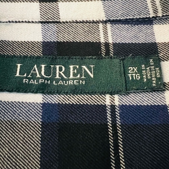 Lauren Ralph Lauren Blue and Black Plaid Women’s Button Down Shirt Size 2X - Picture 9 of 10